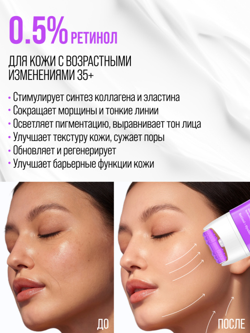 Крем для лица, шеи и зоны декольте Увлажнение & Лифтинг с 3D массажером RETINOL