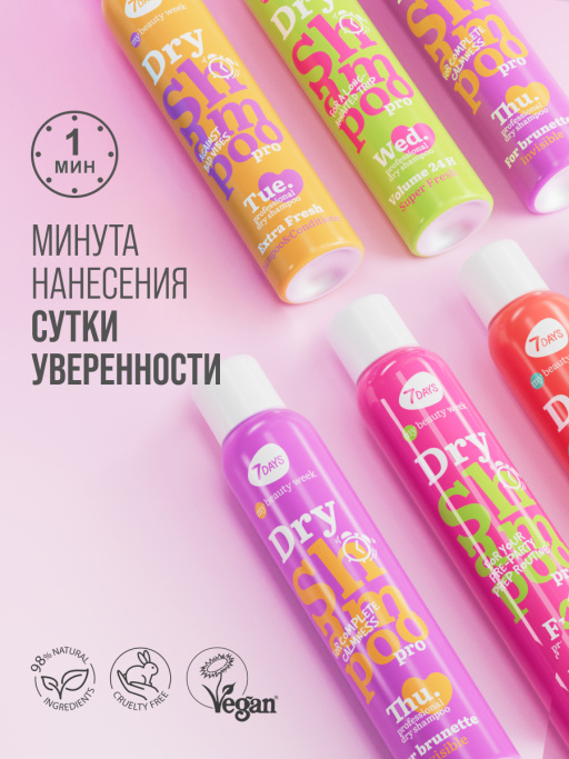 Сухой шампунь для темных волос, набор для брюнеток 2 шт