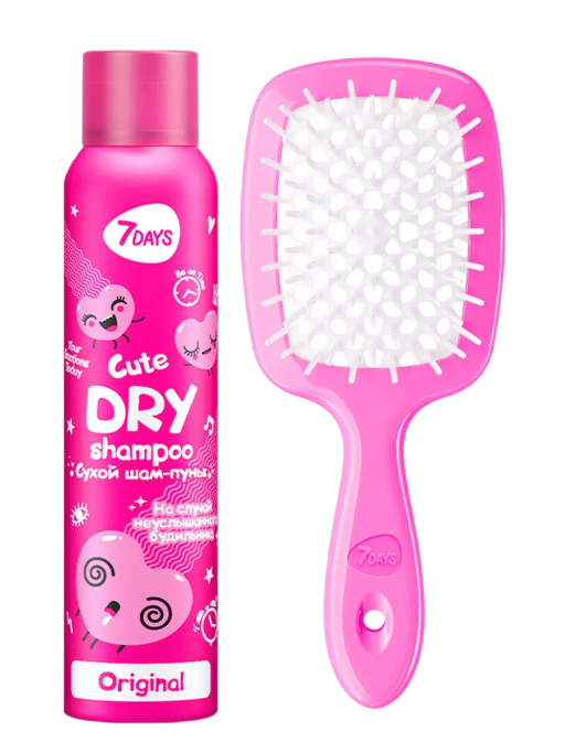 Сухой шампунь и расческа Набор для волос с эффектом объема, против жирного блеска