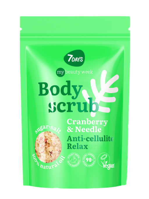Скраб для тела антицеллюлитный отшелушивающий солевой с маслами CRANBERRY&NEEDLE, MY BEAUTY WEEK