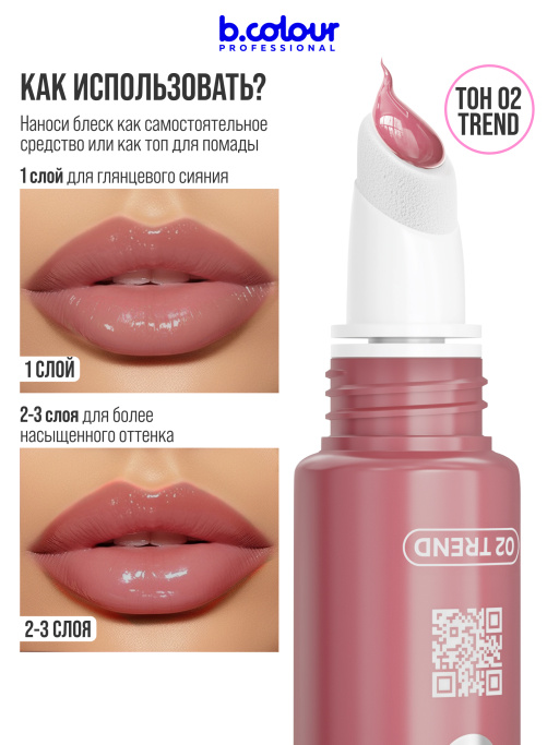 Набор косметики для макияжа подарочный, блеск для губ, карандаш для губ B.COLOUR PROFESSIONAL