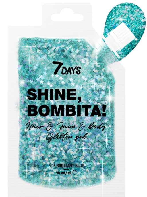 Глиттер для лица, волос и тела, блестки / 905 BRILLIANT BLUE, 90 мл