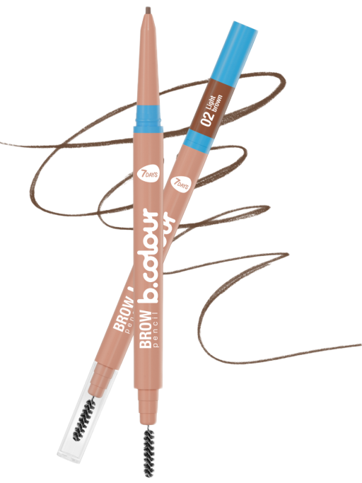 Карандаш для бровей коричневый автоматический + щеточка 2в1 / 02 LIGHT BROWN