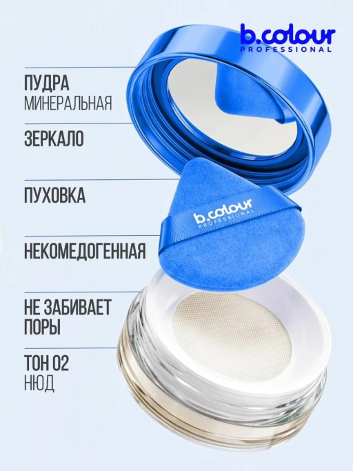 Пудра для лица матирующая рассыпчатая бежевая 02