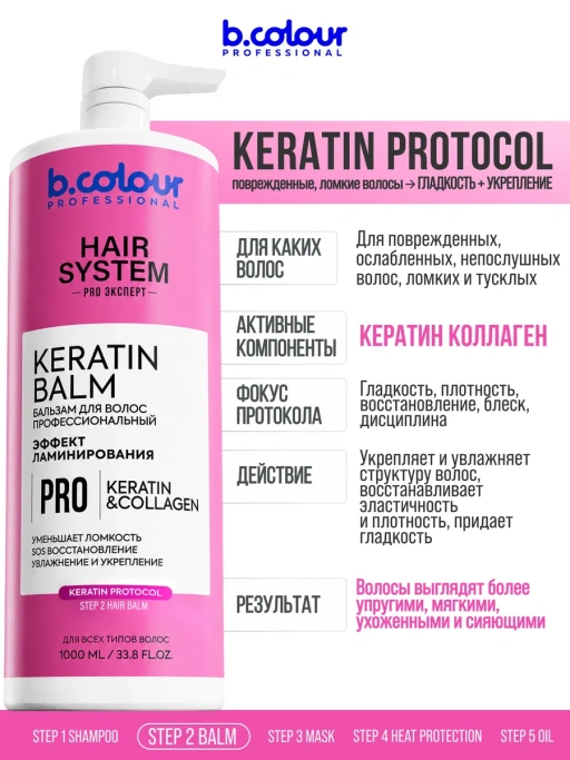 Бальзам для волос женский восстанавливающий KERATIN 1000 мл