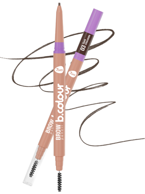 Карандаш для бровей коричневый автоматический + щеточка 2в1 / 03 DARK CHOCOLATE