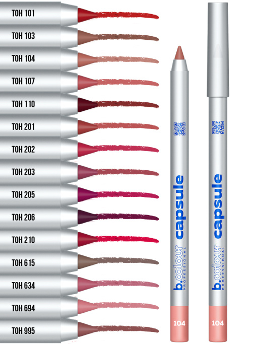 Карандаш для губ стойкий, набор 6 шт. B.COLOUR PROFESSIONAL CAPSULE