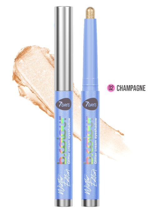 Хайлайтер для лица кремовый и тени для век блестящие 2в1 / 02 CHAMPAGNE