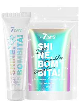 Подарочный набор косметики для ухода: скраб для тела + молочко для тела SHINE, BOMBITA! / Holographic