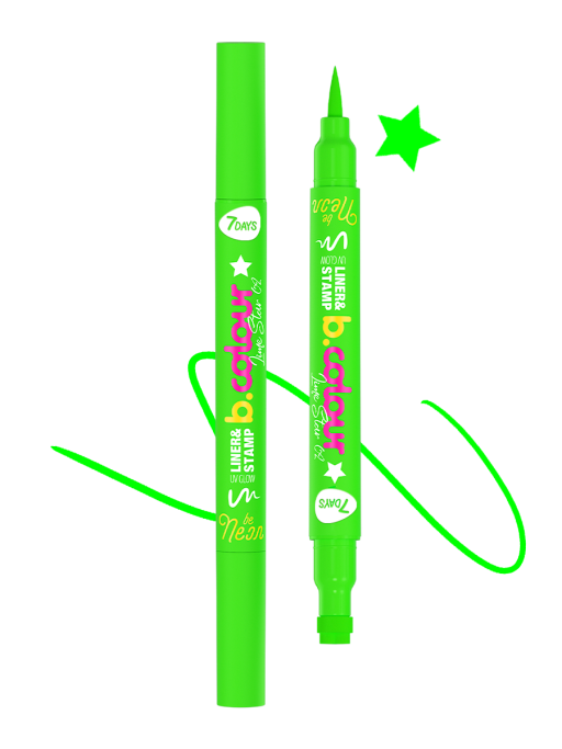 Подводка для лица и тела + штамп 2в1 светящаяся UVglow / 02 LIME STAR