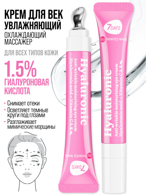 Крем для век антивозрастной от отеков HYALURONIC 100%