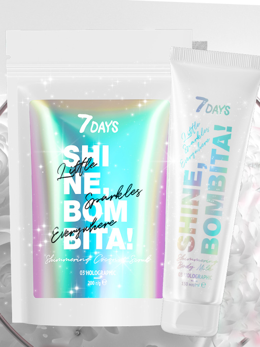 Подарочный набор косметики для ухода: скраб для тела + молочко для тела SHINE, BOMBITA! / Holographic
