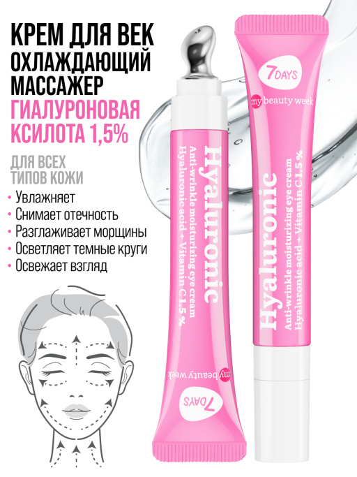 Крем для век антивозрастной от отеков HYALURONIC 100%