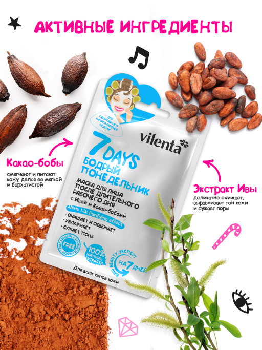 Маска для лица тканевая после длительного рабочего дня Бодрый понедельник