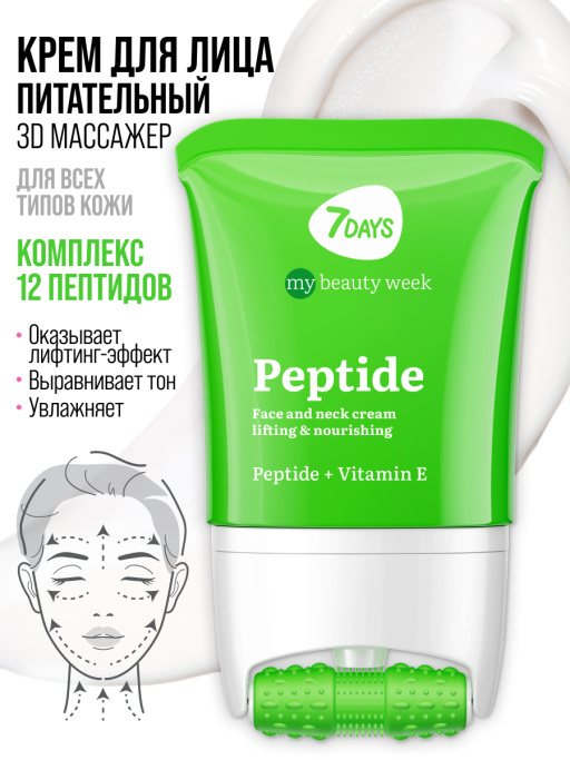 Крем для лица, шеи и зоны декольте Лифтинг & Питание с 3D массажером PEPTIDE 
