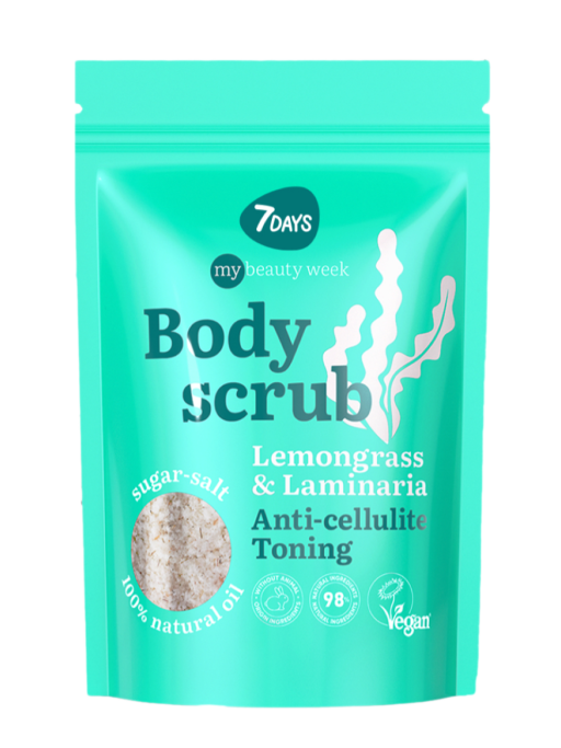 Скраб для тела антицеллюлитный сахарный с маслами LEMONGRASS&LAMINARIA, MY BEAUTY WEEK