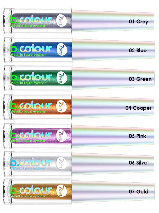 Подводка для глаз жидкая с эффектом металлик 04, B.COLOUR, 7DAYS, 3,3ML