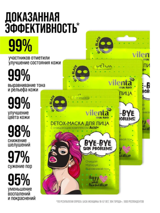 Маска для лица тканевая от прыщей и черных точек, набор 3 шт